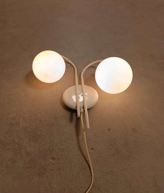 Vintage 2 glazen bollen wandlamp – Wandlampen, Metaal (photo 11 of 14)