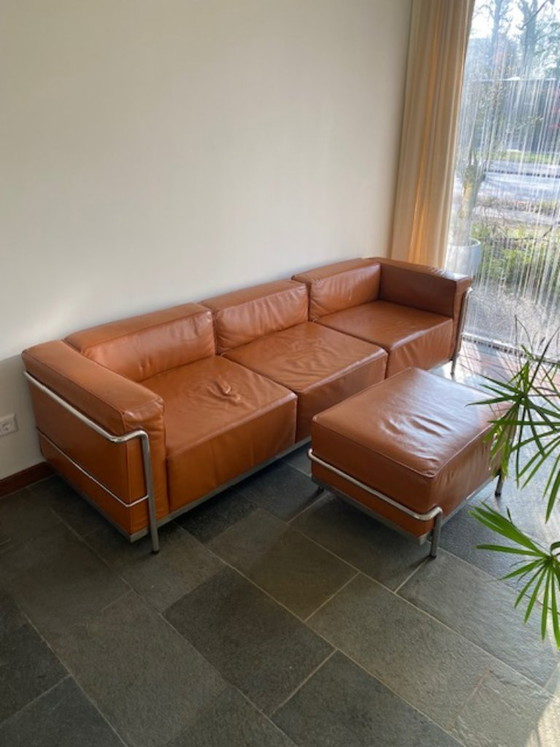 Image 1 of Dreisitzer-Ledersofa mit Botschafter