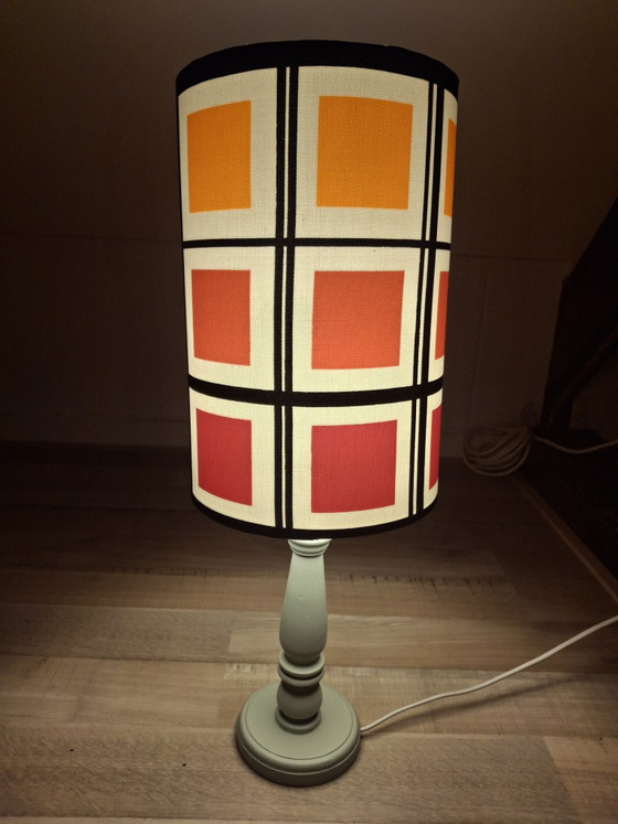 Handmade Mondrian retro lampshade made of viscose – handgemaakt, Floor lights, Cotton, Textile (photo 4 of 5)