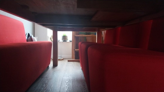 Mesa de comedor robusta de teca (220x100x79 cm) Incluye banco (180x63x84 cm) y sillas (50x63x84 cm) (photo 9 of 10)