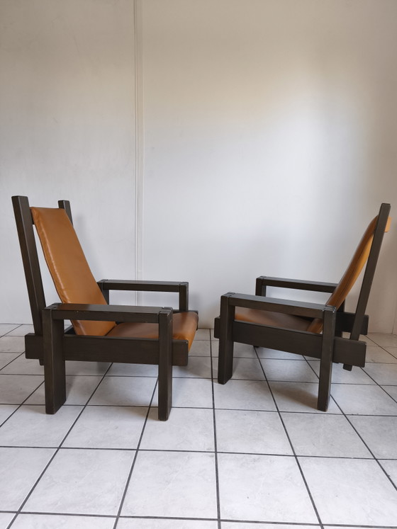 Fauteuils Lounge Sculpturaux en Cuir Années 80 Style Pierre Chapo – Chaises & fauteuils, Leather, Wood (photo 7 of 7)