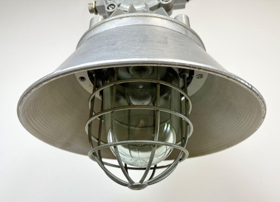 Image 1 of Large Industrial Cast Aluminium Cage Pendant Light from Polam Wilkasy, 1970s