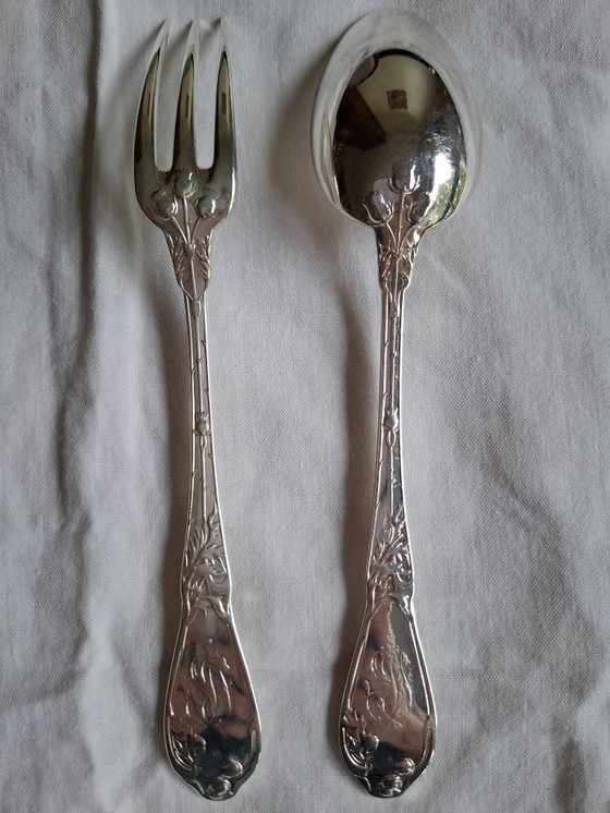 Image 1 of 6 silver-plated Art Nouveau 'Chardons' cutlery sets