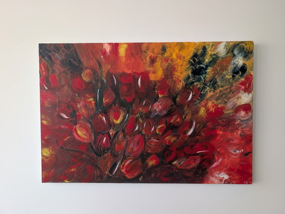 Red Tulips – Paintings & Drawings, Canvas, Other (photo 5 of 6)