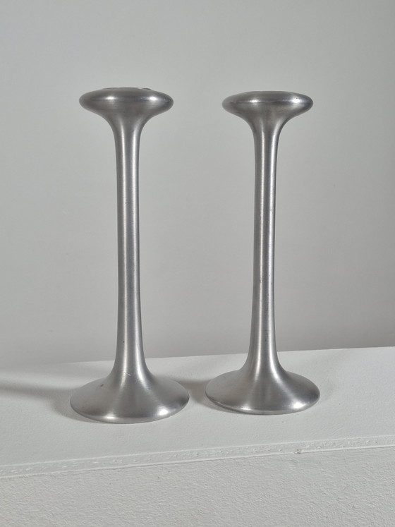 Pair of vintage postmodern Candle holders Ikea Kägla Carl Öjerstam – Aluminium (photo 14 of 15)