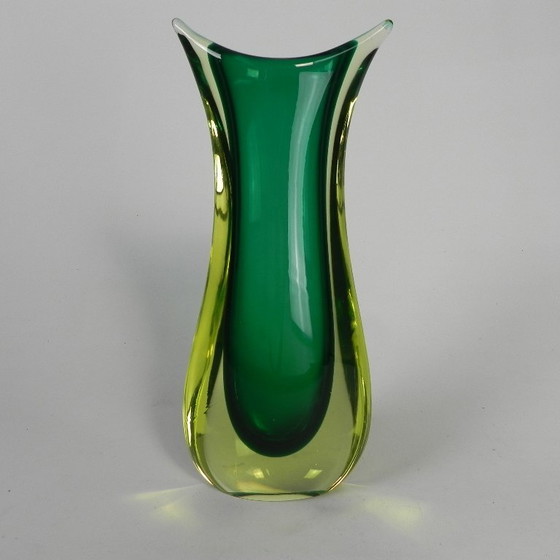Murano Sommerso Vase in Green and Yellow-Amber Glass, 1960s – Vintage (photo 5 of 14)