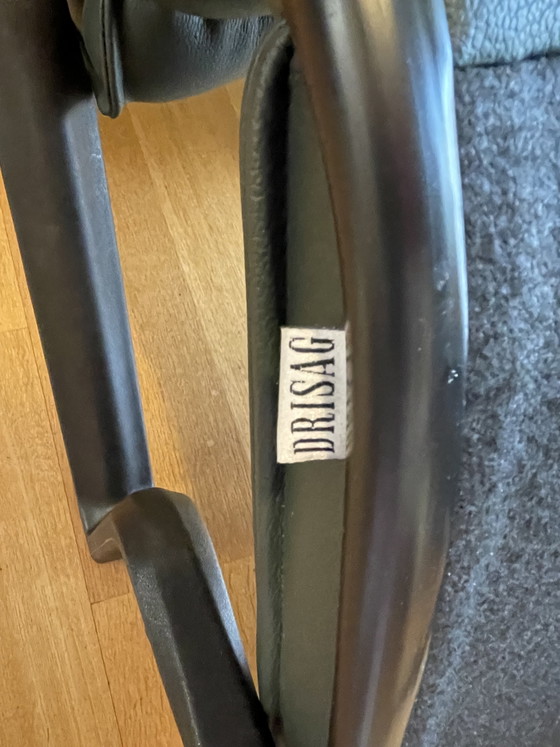 Vintage Ergonomic office chair on wheels -unique green leather- DRISAG (photo 4 of 6)