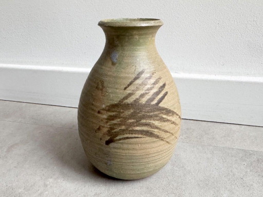 1x Vintage-Studio-Keramikvase mit Erdtönen, signiert – vazen, Ceramic