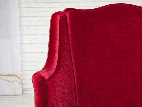 1970er, Dänischer Hochlehner Sessel, Möbelvelours, Eschenholzbeine – Velvet, Wood (photo 15 of 16)