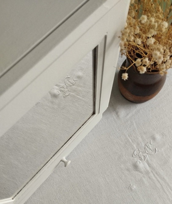 Image 1 of White Painted Wooden Medicine Cabinet - William Morris Interior Wallpaper