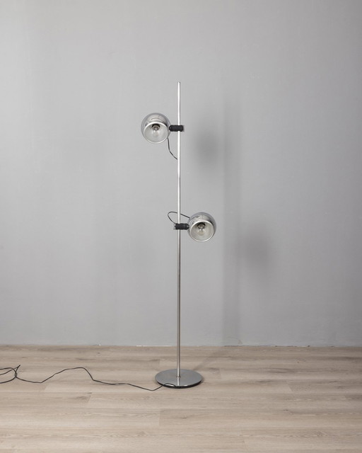Vintage 70s floor lamp chrome metal design Goffredo Reggiani 