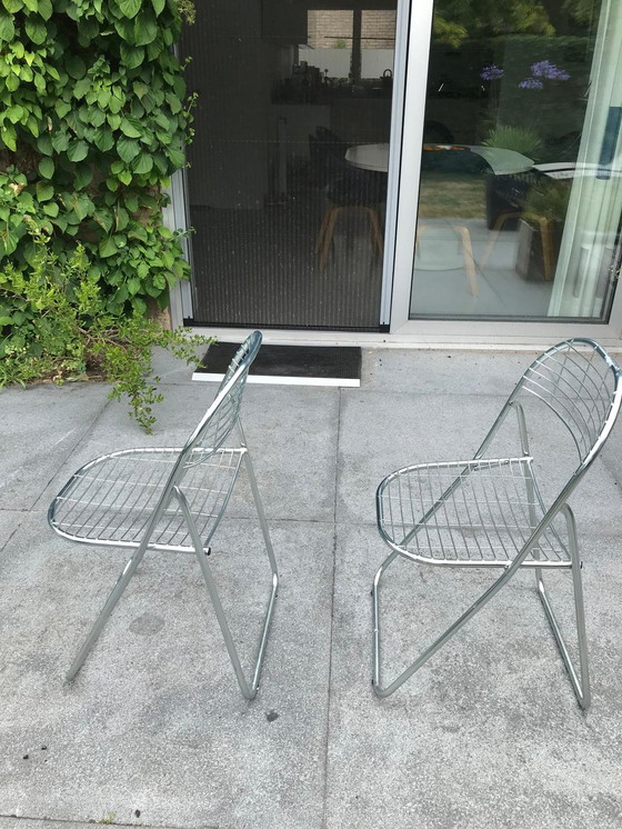 Image 1 of Silla plegable IKEA - silla de alambre - acero inoxidable - Niels Gammelgaard - años 80