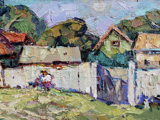 Pintura al Óleo Original Paisaje Rural Vida de Pueblo Verano Campo Día Soleado – Pinturas y dibujos, Canvas (photo 5 of 11)
