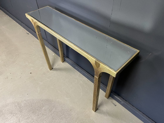 Image 1 of Spiegelende en vergulde houten console van Deknudt België, jaren 70.