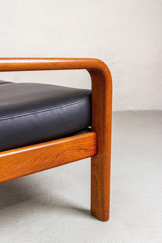 Image 1 of Divano vintage in teak, divano in pelle, modello a 2 posti Olsen & Laursen, anni '80