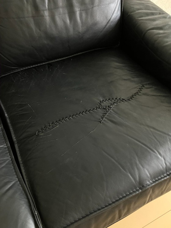 Image 1 of Leolux - Sofá de dos plazas de cuero negro modelo 757, Harry de Groot