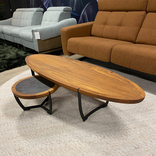 Tavolino da caffè Gealux in noce (set da 2)