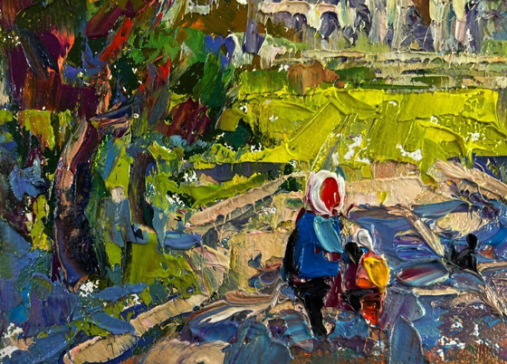 Image 1 of Original Oil Painting Summer Church Landscape Peace of the park