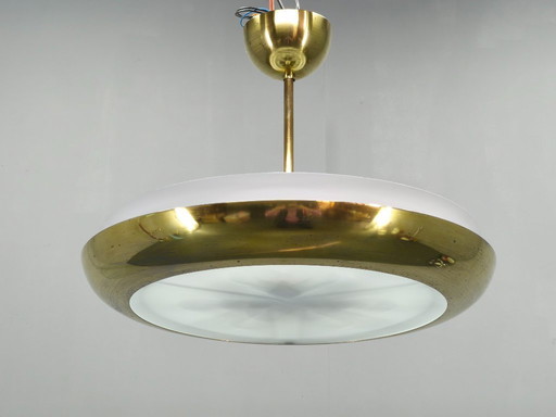 Josef Hurka Art Deco UFO-kroonluchter, Tsjechoslowakije, jaren 1930