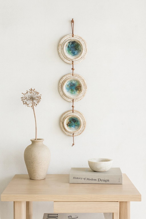 Suspension murale en grès Waldorff Svaneke : verre craquelé, décor scandinave, années 1960, Danemark