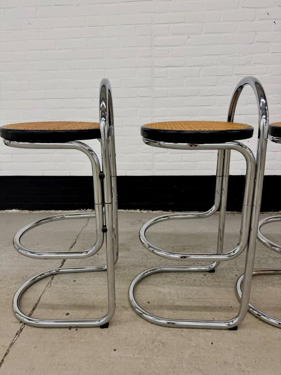 4 Vintage Italy Chrome Barstools – Barkrukken, Metal (photo 9 of 21)