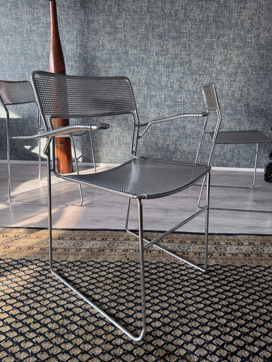 Image 1 of Juego de 3 sillas apilables cromadas "Sultana" de Arrben International, ca 80s