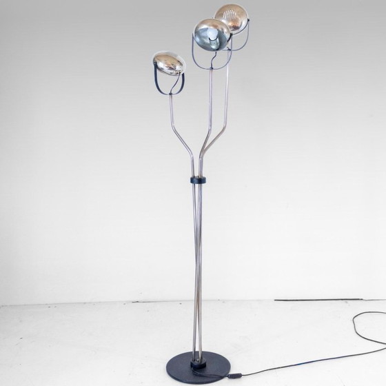 1x Vintage Reggiani Chrome Floor Lamp with Adjustable Lights, Italy, 1960s, Floor lights, Metal, Black (photo 4 of 15)