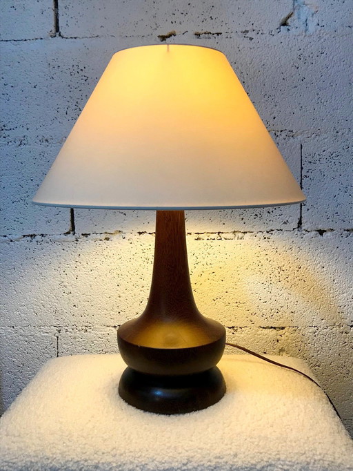 Lampe En Acajou Massif Années 1970