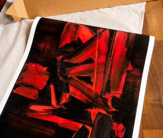 Image 1 of Chef-d'œuvre rouge de Pierre Soulages - 4 août 1961 - Poster 61 × 91 cm