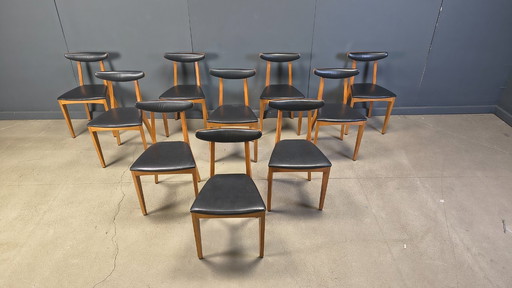 Belgische eetkamerstoelen uit het midden van de 20e eeuw, set van 10, jaren 60