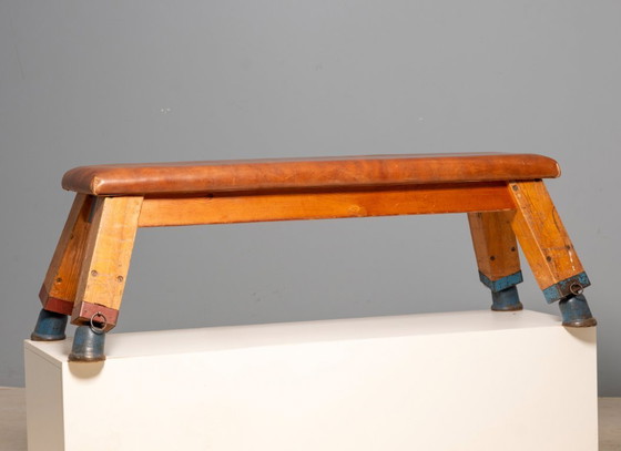 Image 1 of European Vintage Leather Gym Bench or Table, 1950s