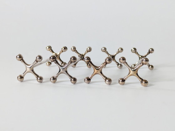 Juego de 4 soportes para cuchillos WMF plateados con forma de Jack, Alemania, década de 1970. (photo 3 of 13)