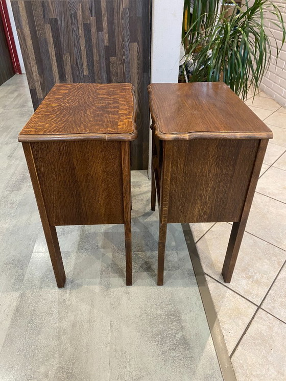 Image 1 of Coppia di comodini in rovere con cassetto e nicchia, anni '50