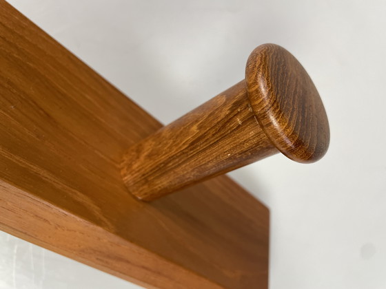 Image 1 of Vintage Teak Wall Coat Rack With Hangers, Aksel Kjersgaard For Odder Mobler, Denmark 1960'S
