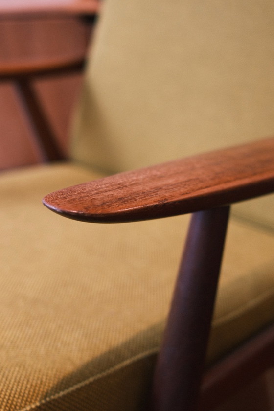Hans Wegner Skandinavischer Design Sessel, Holz, Grün (Foto 2 von 9)