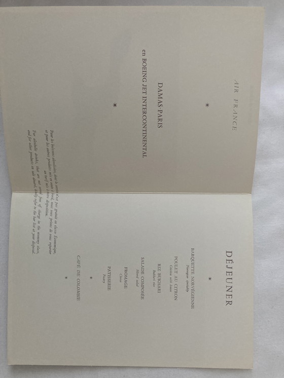 Image 1 of 11 vintage AIR FRANCE menu 80’S PARIS DAMASCUS LOS ANGELES DAKAR MONTEVIDEO 
