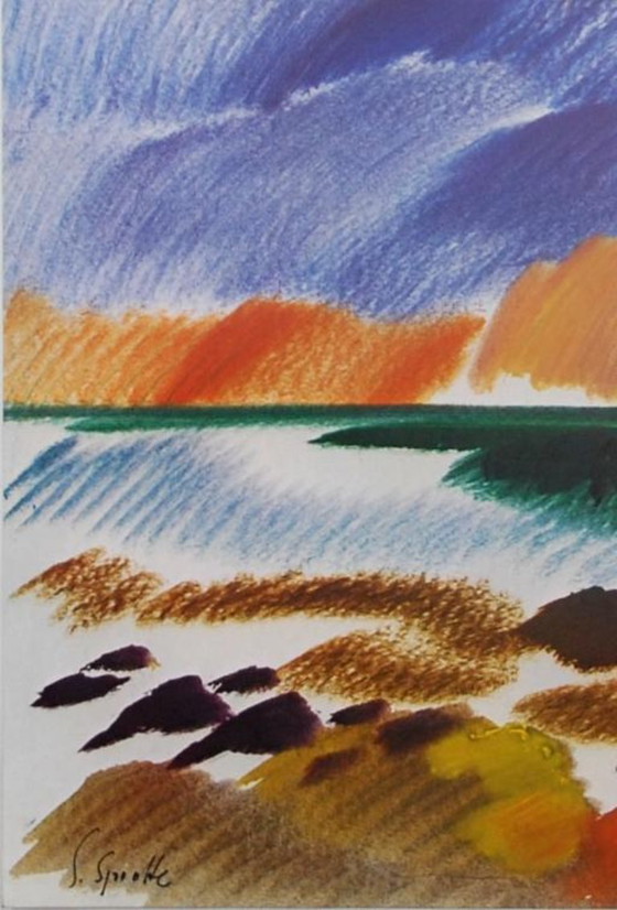 Image 1 of Paysage d'automne par Siegward Sprotte – Estampe expressionniste