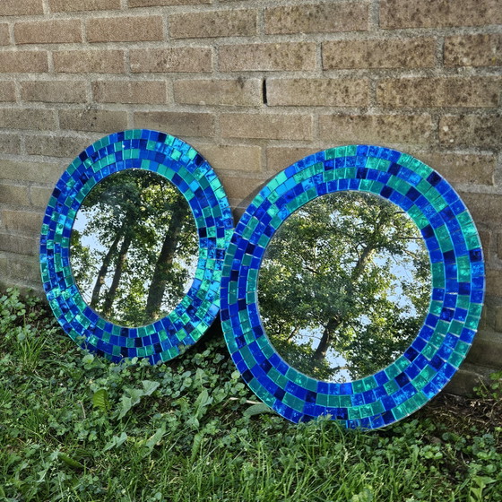 Image 1 of Miroirs Tranby vintage IKEA – Lot de 2 – Mosaïque bleue