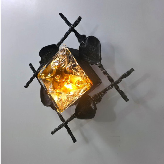 Image 1 of Wandlamp Brutalist jaren 60 Tom Ahlström & Ehrlich murano gietijzer mid century