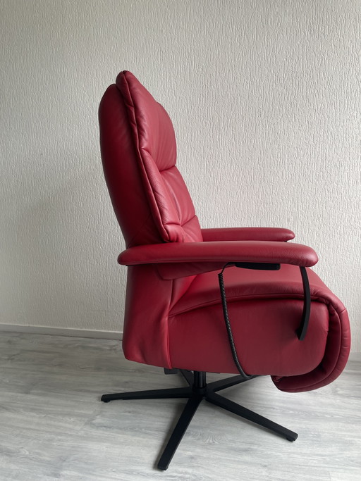 Poltrona elevabile | Pelle | Sedile nuovo | Rosso – verstelbare relaxstoel, Leather, Metal