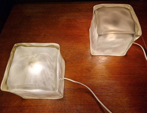 Image 1 of Lampe de table vintage Ikea Iviken Glass Ice Block