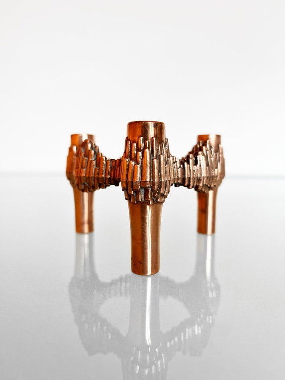 Image 1 of Vintage 70s BMF Quist Nagel kandelaar koperkleurig