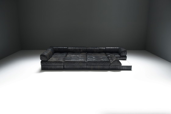 Image 1 of Stunning Vintage DS-88 Sofa in Black Leather by Team De Sede for De Sede Swiss