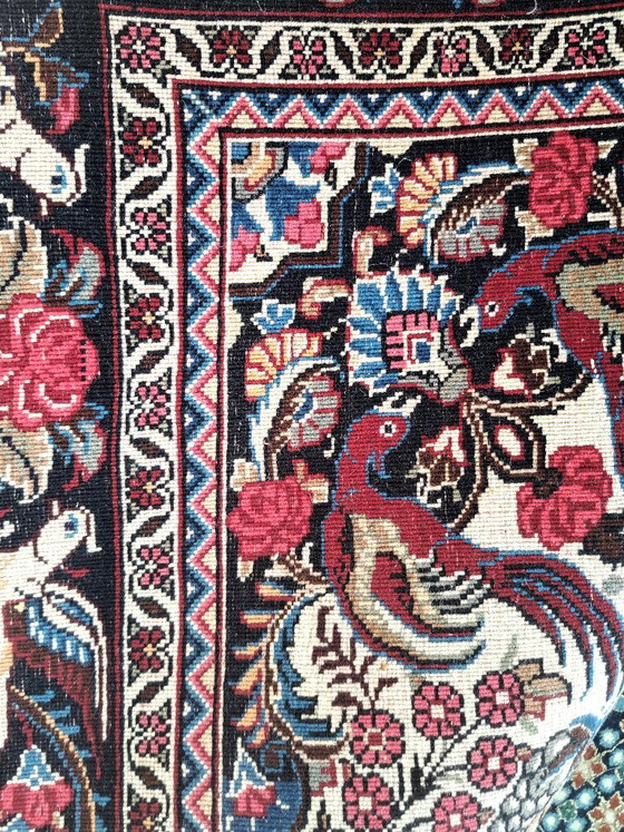 Tappeto Bijar/Bidjar annodato a mano, rosso e blu, con motivi di uccelli, 120x158 cm, Iran – Tappeti, Wool (photo 5 of 6)
