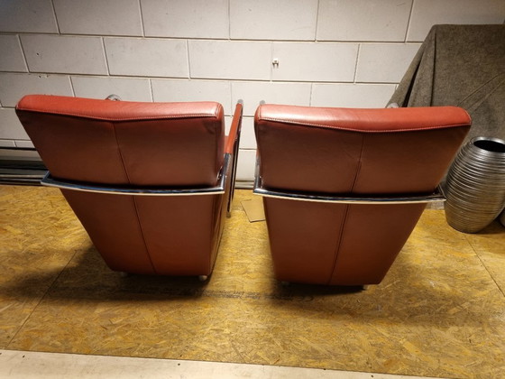 Image 1 of 2x Designer-Sessel Leder/Chrom