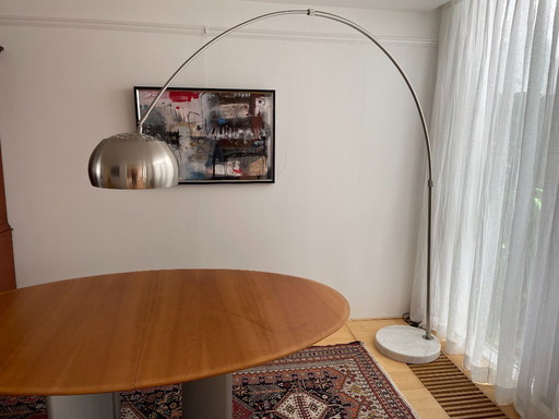Vintage arc lamp, extendable, with marble round base