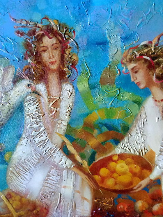 Original Oil Painting Abstract Expressionism Figurative Symbolism Autumn Gold – Paintings & Drawings, Canvas (photo 7 of 8)
