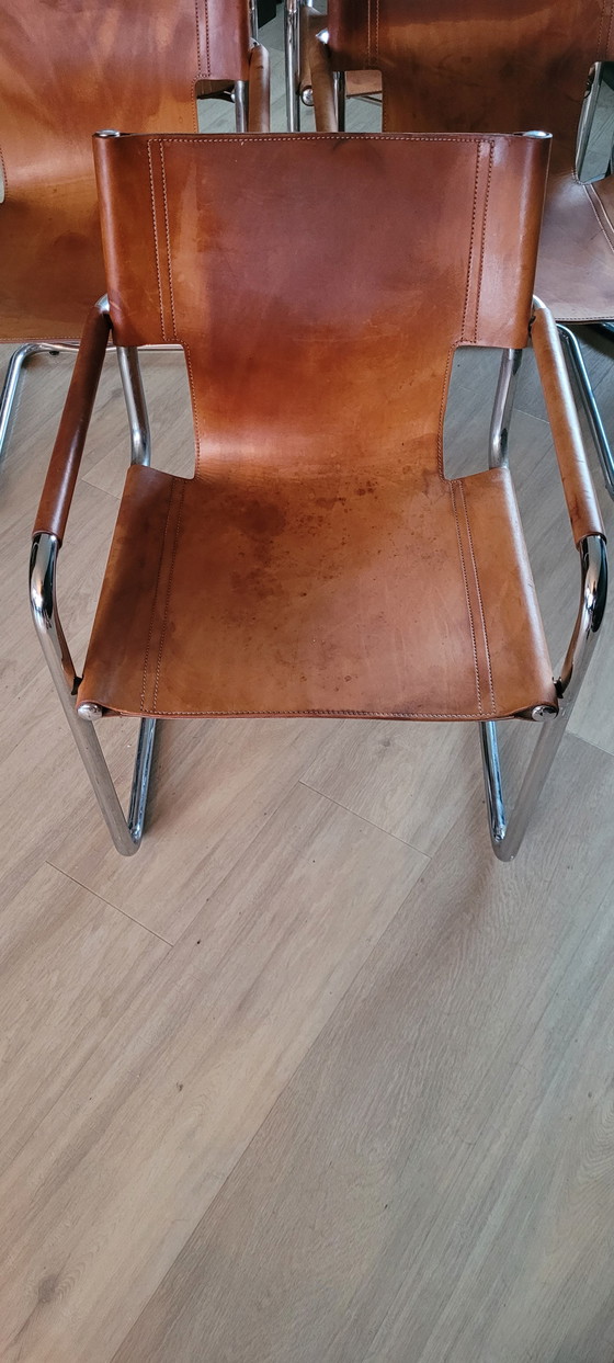 Image 1 of Linea Veam 5 X Cognac Leten  Stoelen. 