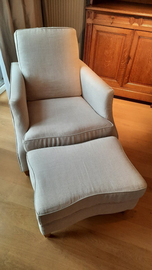 Donghia Easy chair met Ottoman/poef, model Rodrigo