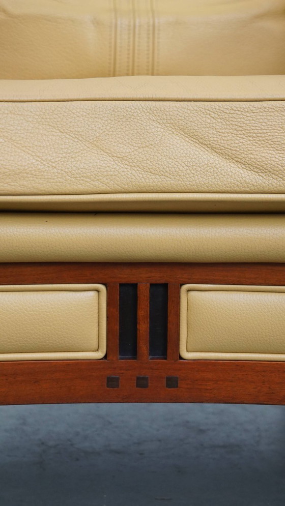 Image 1 of Art Deco Schuitema Design Sessel in gelbem Leder mit hoher Rückenlehne aus der Serie Decoforma